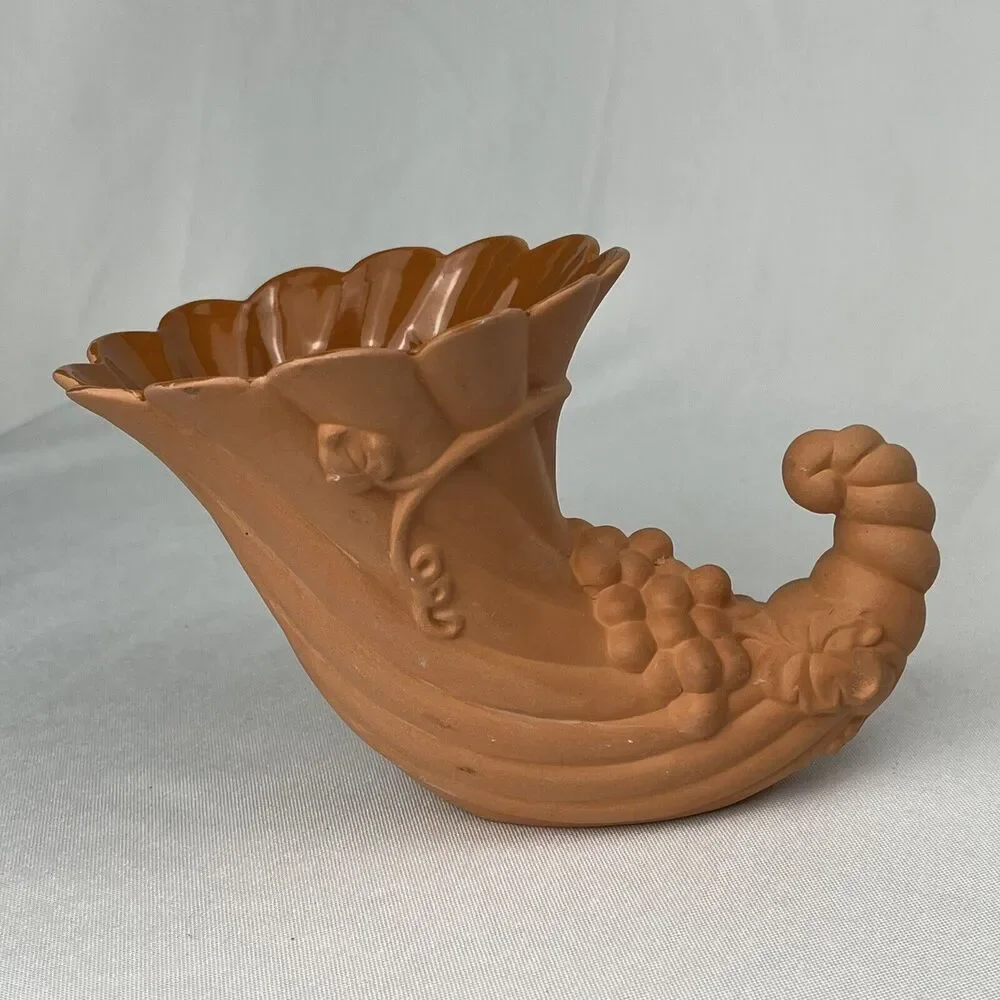 ELIZABETH ARDEN Clay Decor Roma Al Fresco Cornucopia Thanksgiving Christmas VNTG